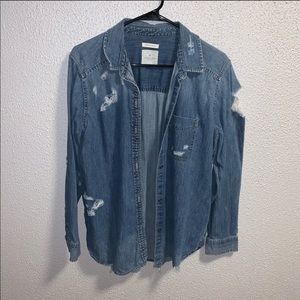 American Eagle Distressed Denim Shirt/Jacket